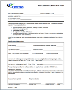 Roof Condition Certification Form